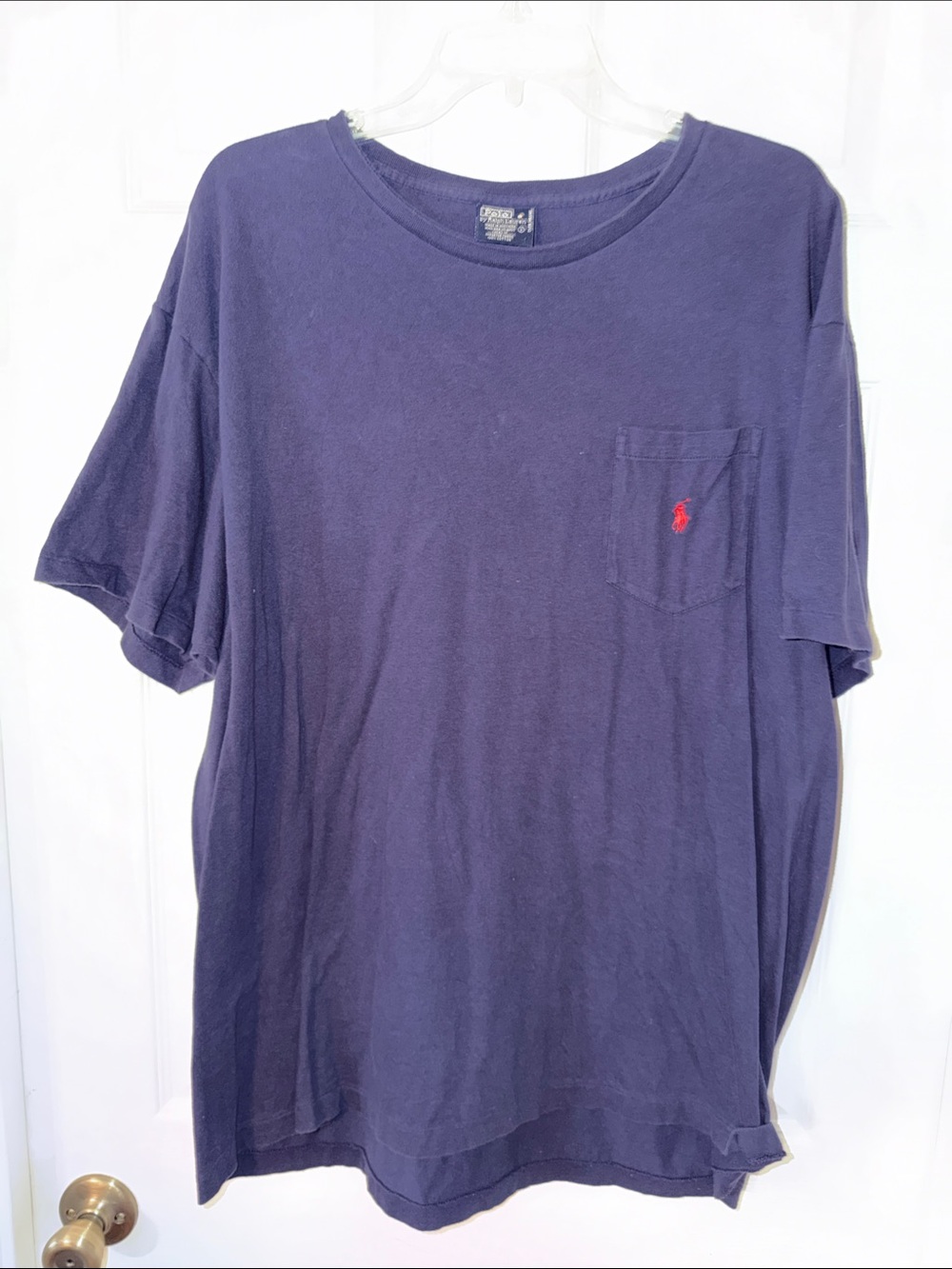 Polo Ralph Lauren Men’s Tshirt, Navy Blue, Large, Red logo